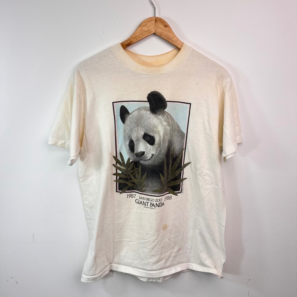 Vintage 1987 San Diego Zoo Giant Panda T Shirt Hanes Beefy T USA Large